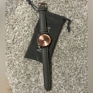 Monroe Solerose Charcoal Leather Watch